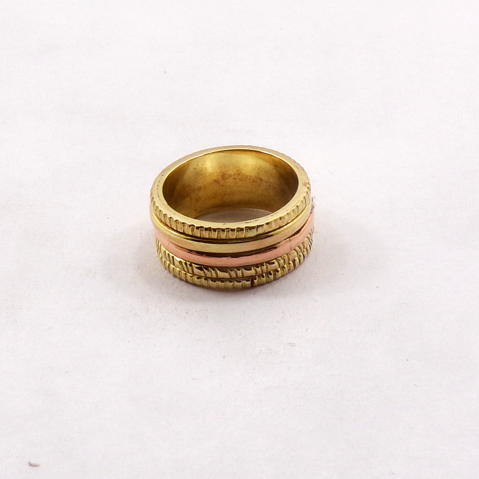 Ring Size - 8 Fashionable Brass Copper Ring Q - BSPR999 18K Rose Gold & Yellow Gold Plated Solid Handmade Designer Brass Copper Spinner Ring